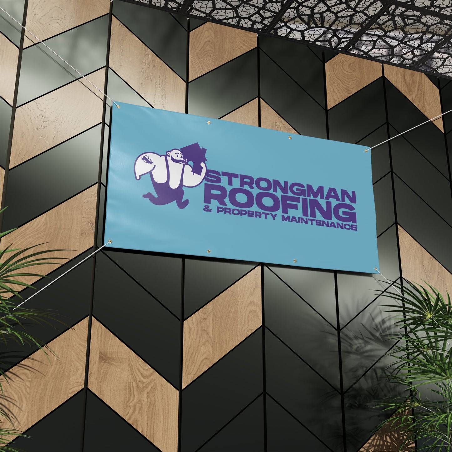 Strongman Roofing Scaffold Banner