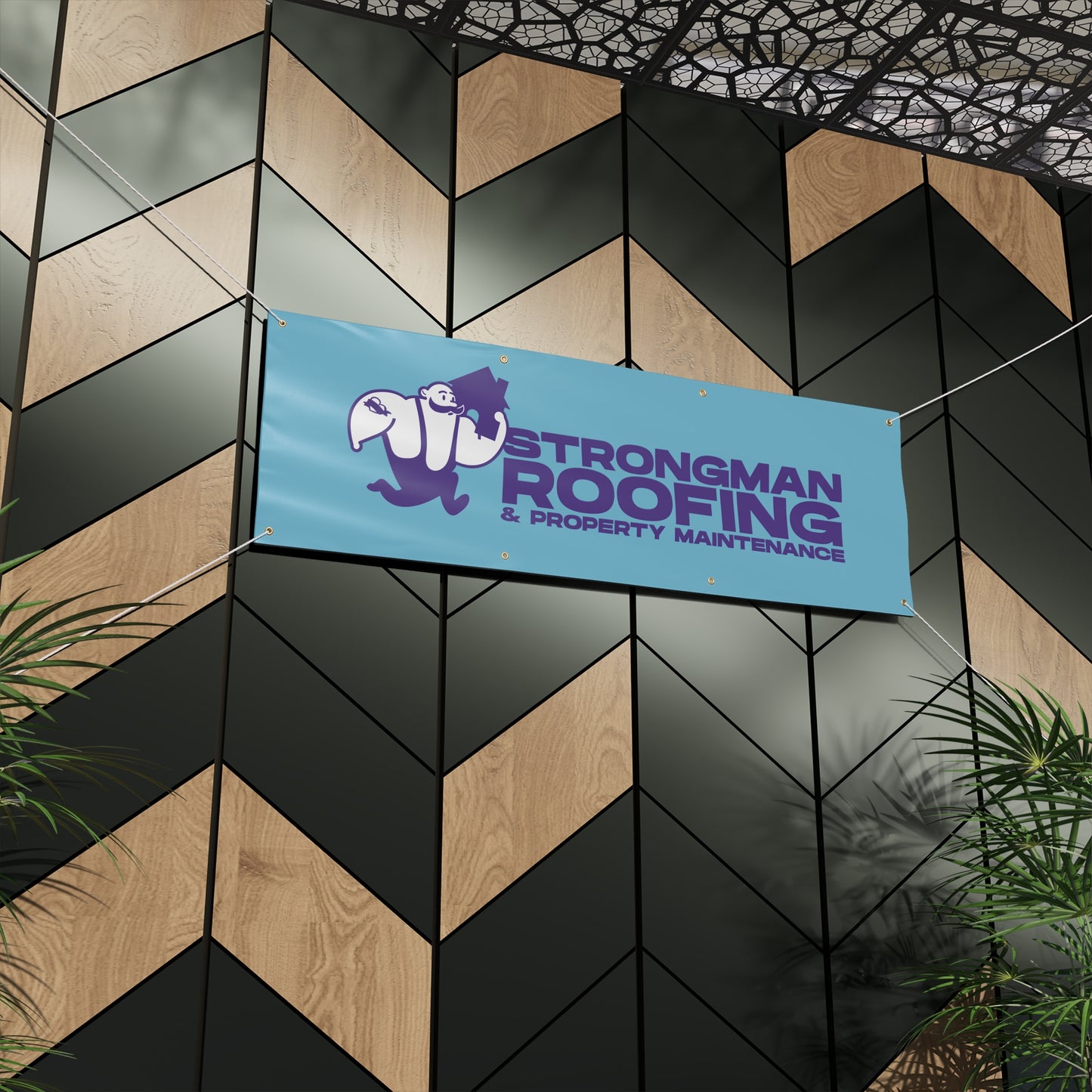 Strongman Roofing Scaffold Banner