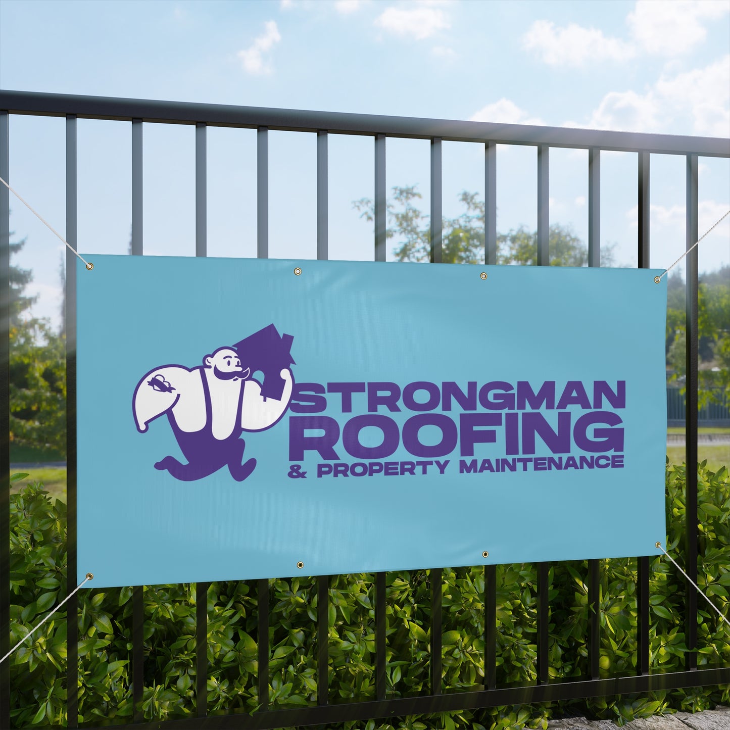 Strongman Roofing Scaffold Banner