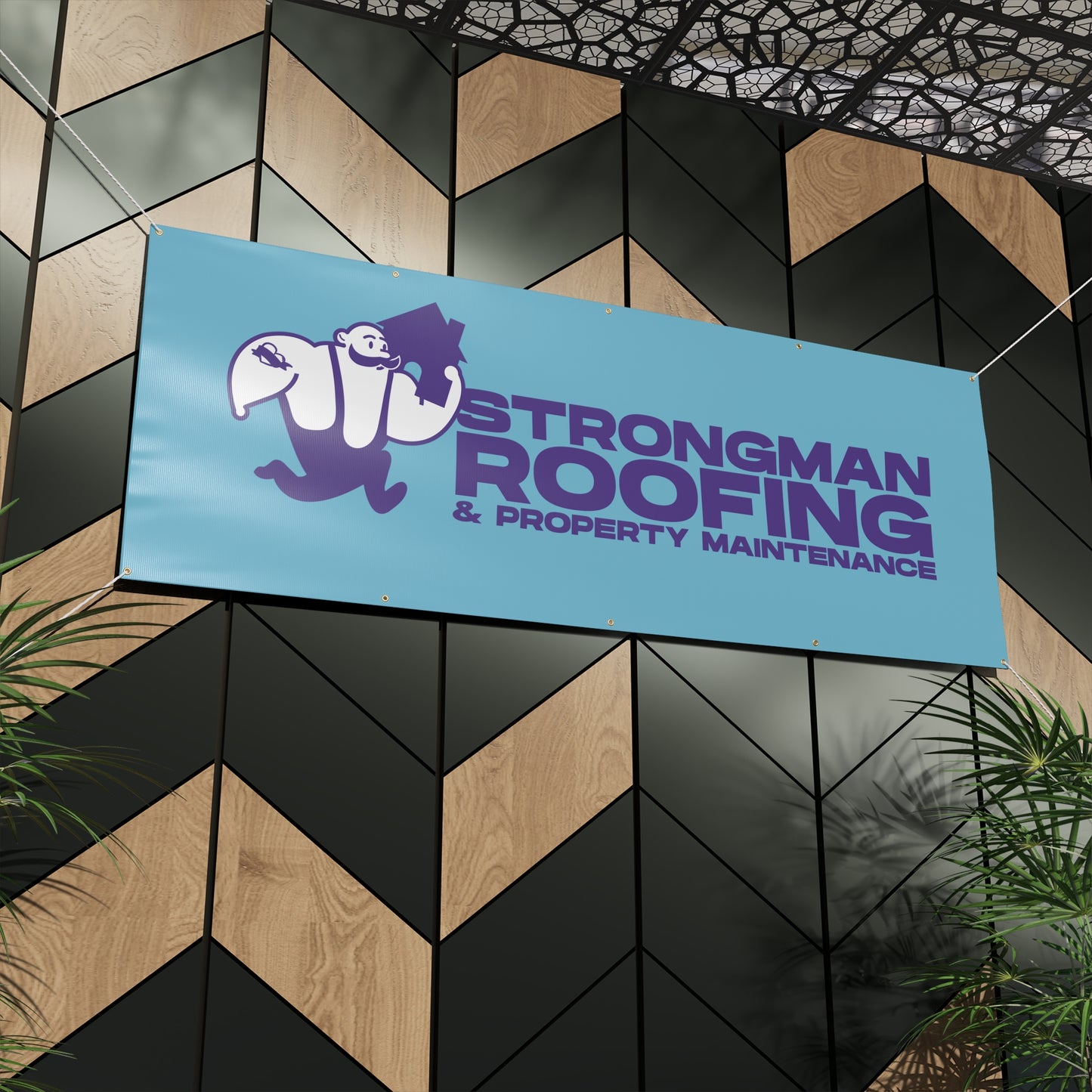 Strongman Roofing Scaffold Banner