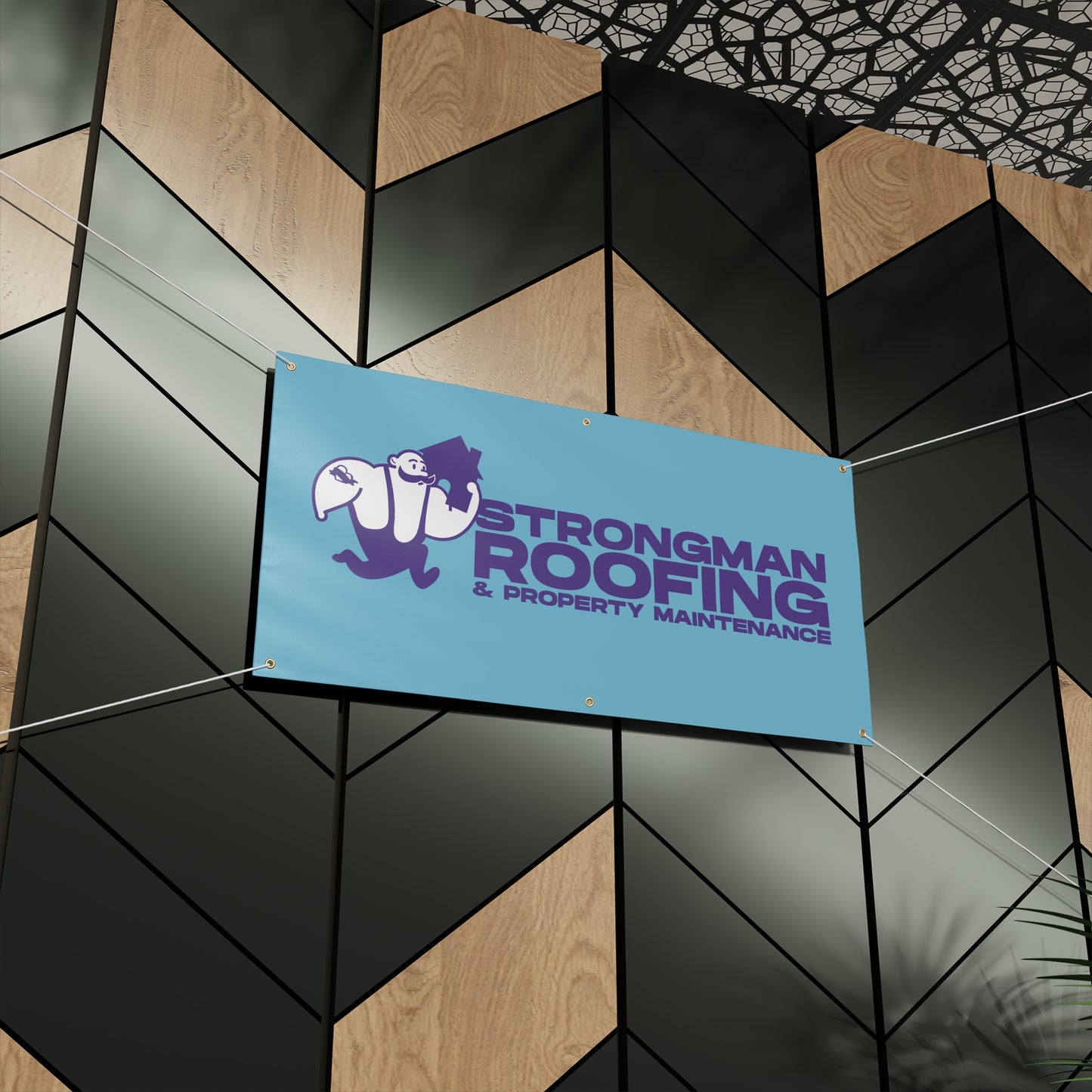 Strongman Roofing Scaffold Banner