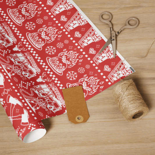 Firefighter wrapping paper roll